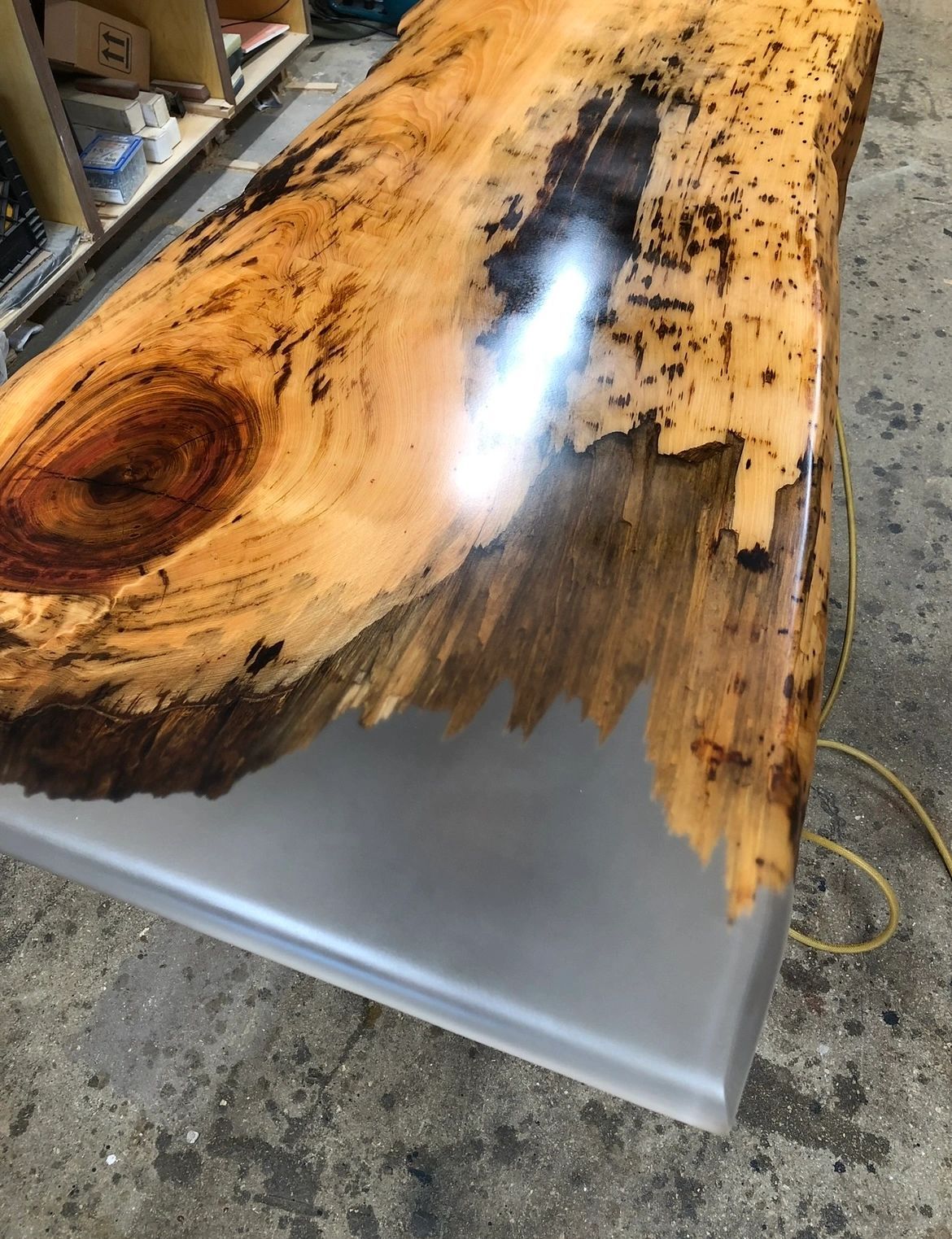 River Serving Board: spalted slab resin