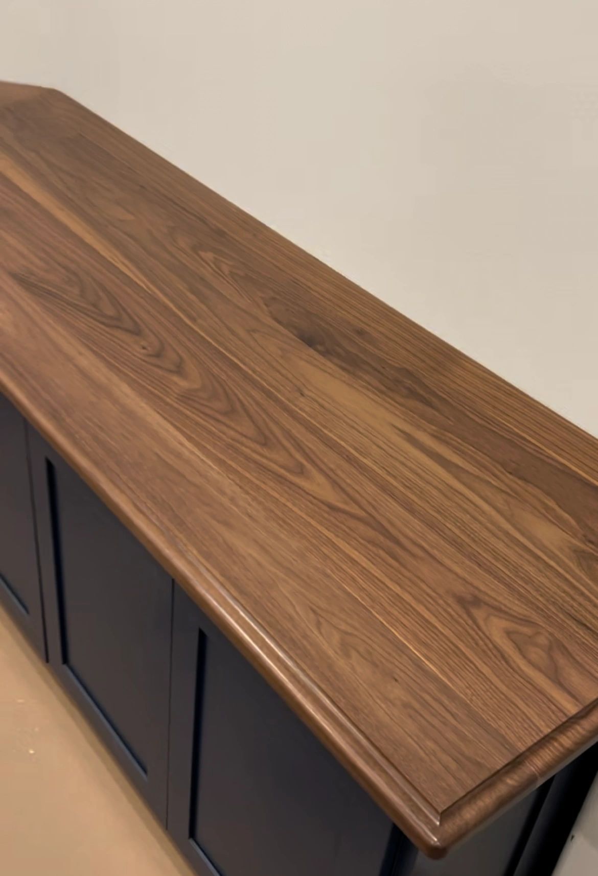 Floating Slab Shelves, Pair: walnut countertop edge